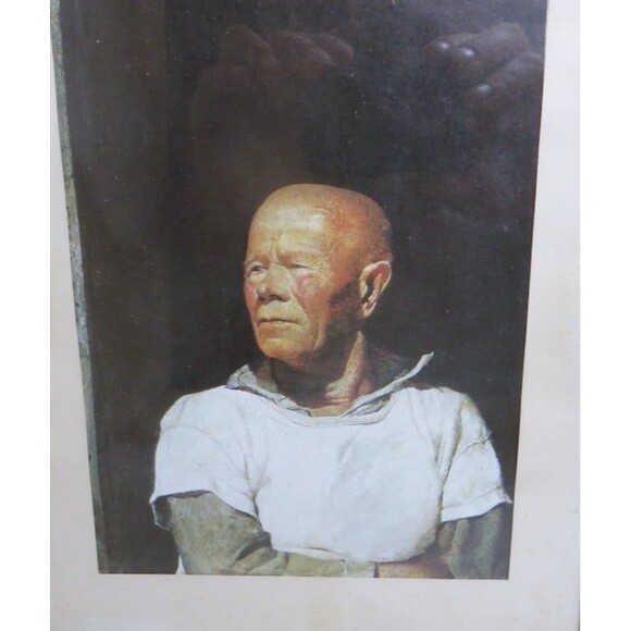 Etched Print THE FINN by Andrew Wyeth Vintage Frame & Matted  10 x 8 - Picture 2 of 3